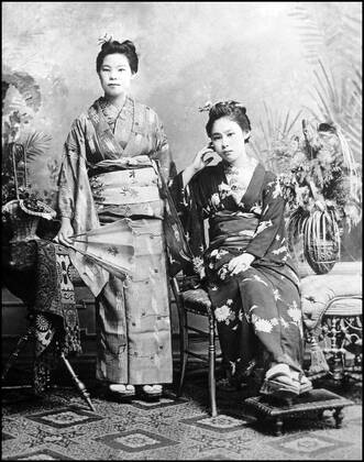 Karayuki-san ( Miss Gone-overseas ) were Japanese women who travelled to East Asia and Southeast Asia in the second half of the 19th century to work as prostitutes. Many of these women are said to have originated from the Amakusa Islands of Kumamoto Prefecture, which had a large and long-stigmatized Japanese Christian community. Many of the women who went overseas to work as karayuki-san were the daughters of poor agricultural or fishing families.<br ><br > The end of the Meiji period was the golden age for karayuki-san, and the girls that would go on these overseas voyages were known fondly as the joshigun or army of girls . As Japan developed, the presence of karayuki-san overseas was considered shameful. During the 1910s and 1920s, Jap Supplier:xCPAxMediaxCo.xLtd. 1060_05_CPA0007823