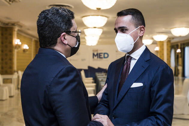 December 2, 2021, ROME, Italia: Italian Foreign Minister Luigi Di Maio and Foreign Minister of Yemen, Ahmed Awad bin Mubarak, in occasion of the conference Rome MED - Mediterranean Dialogues, in Rome, Italy, 02 December 2021..ANSA ANGELO CARCONI ROME Italia - ZUMAa110 20211202_zaf_a110_031 Copyright: xAngeloxCarconix