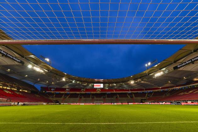 Goal, Grandstand, Ghost Match at Mercedes Benz Arena, Corona Crisis, Stuttgart, Baden Württemberg, Germany, Europe Copyright: imageBROKER/MichaelxWeber iblimw07194840.jpg