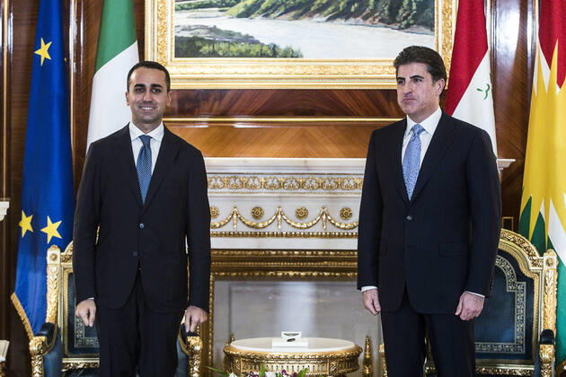 December 23, 2021, Roma, Italia: Italian Foreign Minister Luigi Di Maio meets Nechirvan Barzani President of the Kurdistan Region in Iraq, during the mission to Erbil, Iraq, 23 December 2021. ANSA ANGELO CARCONI Roma Italia - ZUMAa110 20211223_zaf_a110_024 Copyright: xAngeloxCarconix