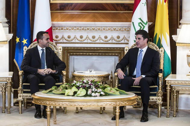 December 23, 2021, Roma, Italia: Italian Foreign Minister Luigi Di Maio meets Nechirvan Barzani President of the Kurdistan Region in Iraq, during the mission to Erbil, Iraq, 23 December 2021. ANSA ANGELO CARCONI Roma Italia - ZUMAa110 20211223_zaf_a110_027 Copyright: xAngeloxCarconix
