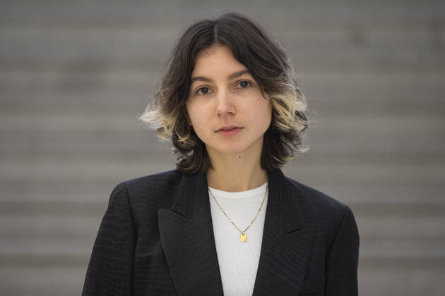Ezra Simek attends a press conference on laureates of Jindrich Chalupecky Prize 2022 in National Gallery - Veletrzni palac, Prague, Czech Republic, on Wednesday, January 12, 2022. (CTKxPhoto OndrejxDeml) CTKPhotoP2022011203991  dml_002
