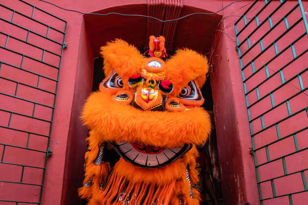 Bilder des Jahres 2022, News 02 Februar News Themen der Woche News Bilder des Tages February 1, 2022, Kolkata, West Bengal, India: Chinese people perform lion dance during Chinese Lunar New Year celebrations in Kolkata, which is often referred to as Spring Festival or Lunar New Year in mainland China. It begins from the appearance of the new moon according to the Chinese Lunar calendar is on 1st February. The pandemic has indeed taken the sheen off this yearâ€⠢s celebration. This year marks the transition from the zodiac sign Year Of Rat to Year Of Ox . It s a time for merry-making, family reunion. Children and elderly peoples masquerades in gorgeous and colorful Dragon wears with funky. Kolkata India - ZUMAs263 20220201_zip_s263_015 Copyright: xSaurabhxSirohiyax