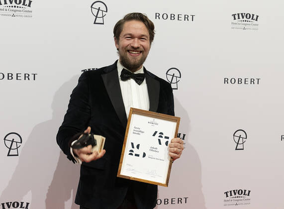 Jakob Oftebro gets the male supporting role of the year for Margrete the first ROBERT prizes will be with Camilla Bendix which has been awarded in Tivoli Hotel Congress Center on Saturday 5 February 2022, Copenhagen Denmark  Copyright: ClausxBechx Cop102 spdk20220205-215707-L