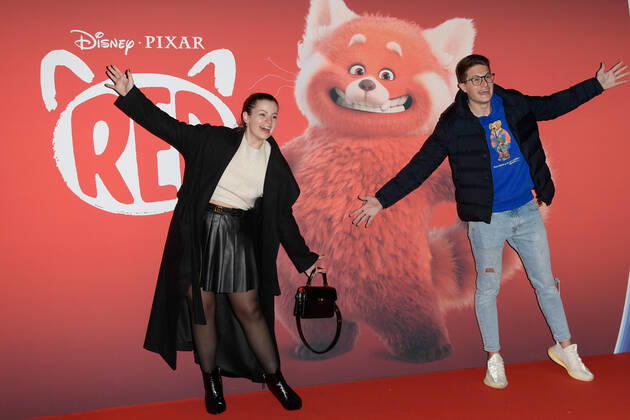 February 25, 2022, Rome, Italy: Ninna e Matti attend at the red carpet of Disney movie Red at The Space Cinema Moderno. Rome Italy - ZUMAs197 20220225_zaa_s197_537 Copyright: xMarioxCartellix
