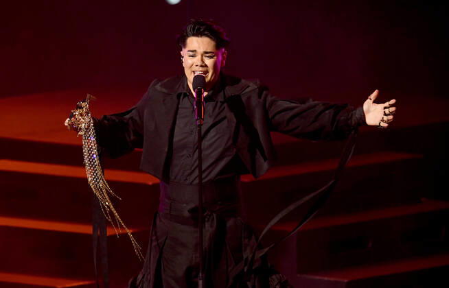 EUROVISION AUSTRALIA FINAL, Sheldon Riley is seen performing the song Not The Same during the Eurovision Australia Decides 2022 final at the Gold Coast Convention and Exhibition Centre on the Gold Coast, Saturday, February 26, 2022. Sheldon Riley has been named as the winner of Eurovision Australia Decides 2022. ( NO ARCHIVING, EDITORIAL USE ONLY, NO USE IN BOOKS WITHOUT CONSENT GOLD COAST QLD AUSTRALIA Copyright: xDARRENxENGLANDx 20220227001628360129