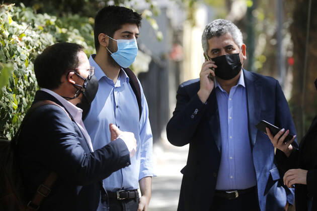 Santiago, February 28, 2022 Representatives of the Radical Party are photographed upon their arrival at the command of President-elect Jonnathan Oyarzun Aton Chile, Santiago Chile Aton 586172  Copyright: JONNATHANxOYARZUN ATONxCHILE