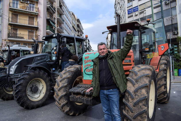 Greece: Farmers protest against an increase in production costs Farmers in Greece hold tractor rally in front of the Ministry of Agricultural Development protesting against an increase in production costs. Athens Greece Copyright: DimitrisxAspiotis