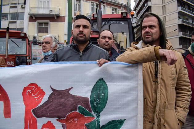 Greece: Farmers protest against an increase in production costs Farmers in Greece hold tractor rally in front of the Ministry of Agricultural Development protesting against an increase in production costs. Athens Greece Copyright: DimitrisxAspiotis