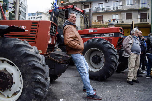 Greece: Farmers protest against an increase in production costs Farmers in Greece hold tractor rally in front of the Ministry of Agricultural Development protesting against an increase in production costs. Athens Greece Copyright: DimitrisxAspiotis