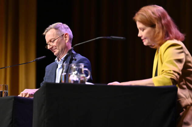 Michael Kessler and Annette Frier at the lit Cologne 2022 event Remix Vol 3 A time travel through world literature in theStadthalle Köln Mülheim Cologne, 26 03 2022 Foto:xD.xAnoraganingrumx xFuturexImage