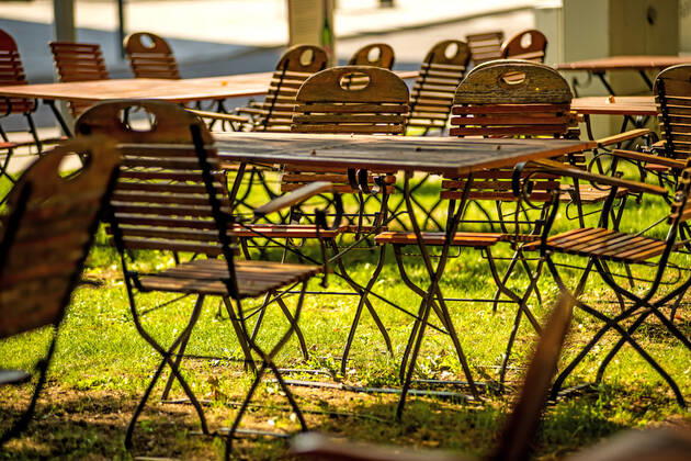 empty chairs and desks of a garden restaurant, model released, , property released, , 33770766.jpg, chairs, empty, desks, beer garden, garden restaurant, outdoor, wooden sunny, no people, lonesome, lonly, gastronomy, grass