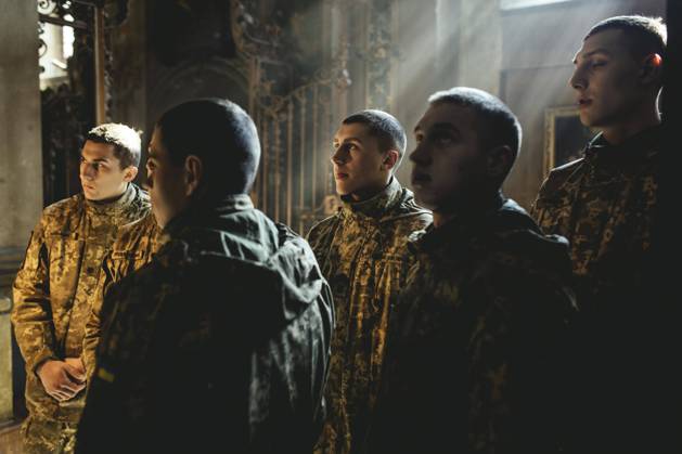 Funeral of Oleg Yashchishin, Kirilo Vishivaniy, Sergey Melnik and Rostislav Romanchuk in the Jesuit Church of St Peter and Paul, the four officers were killed in a Russian missile attack two days earlier in a military camp near the border with Poland in Yavoriv, at least 35 people died, Lviv, Ukraine, Europe Copyright: imageBROKER FlorianxBachmeier iblfba08195352