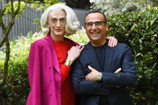Photocall of the nominations to the prize David di Donatello 2022 Drusilla Foer and Carlo Conti during the photocall of the nominations to the prize David di Donatello 2022. Rome (Italy), April 04th, 2022 Imago-Images Emmefoto Copyright: xImago-Images Emmefotox