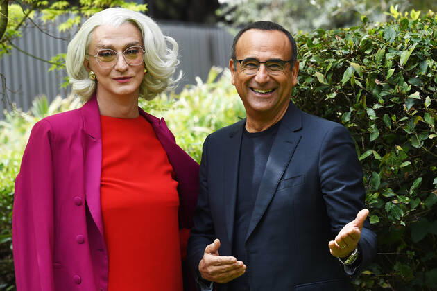 Photocall of the nominations to the prize David di Donatello 2022 Drusilla Foer and Carlo Conti during the photocall of the nominations to the prize David di Donatello 2022. Rome (Italy), April 04th, 2022 Imago-Images Emmefoto Copyright: xImago-Images Emmefotox