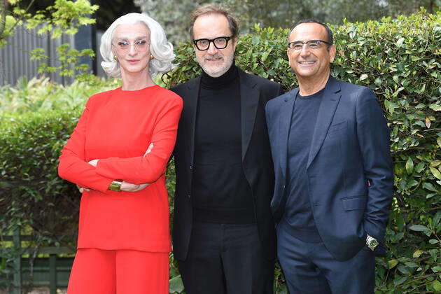 Photocall of the nominations to the prize David di Donatello 2022 Drusilla Foer Stefano Coletta and Carlo Conti during the photocall of the nominations to the prize David di Donatello 2022. Rome (Italy), April 04th, 2022 Imago-Images Emmefoto Copyright: xImago-Images Emmefotox