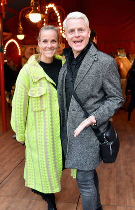 Presenter Guido Cantz and wife Kerstin Ricker arrive at the Cologne premiere of Circus Theater Roncalli