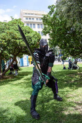 Cosplayers bring their favorite characters to life during Comic book festival in Athens Cosplayers dressed as their favourite comic book characters stand for a photo during Comicdom Con Festival, a three-day comics event organized by non-profit organizations. Athens Greece Copyright: DimitrisxAspiotis