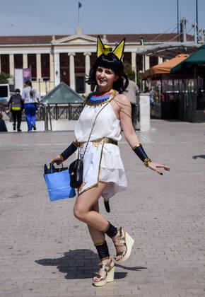 Cosplayers bring their favorite characters to life during Comic book festival in Athens Cosplayers dressed as their favourite comic book characters stand for a photo during Comicdom Con Festival, a three-day comics event organized by non-profit organizations. Athens Greece Copyright: DimitrisxAspiotis