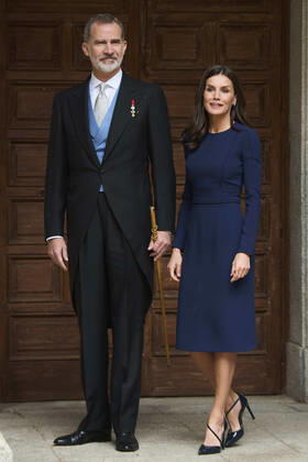 22-04-2022 Madrid Queen Letizia and King Felipe during the Miguel de Cervantes, Spanish literature 2021 prize to Cristina Peri Rossi in the auditorium of the university of Alcala, Alcala de Henares, in Madrid. No Spain Â  Copyright: xPPEx