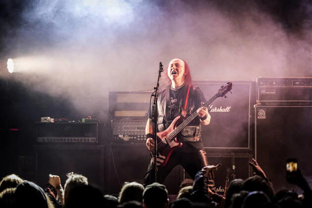 Venom Oslo, Norway. 15th, April 2022. The British heavy metal band Venom performs a live concert during the Norwegian metal festival Inferno Metal Festival 2022 in Oslo. Here bass player Conrad Lant, also known as Cronos, is seen live on stage. Oslo Norway Rockefeller  Copyright: xGonzalesxPhoto TerjexDokkenx