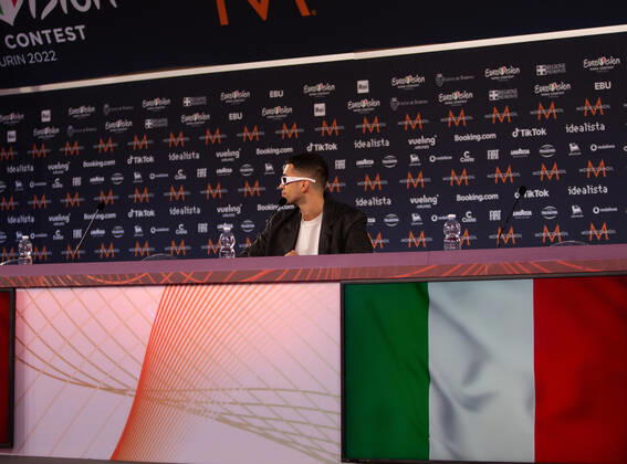 Mahmood Brividi Italy during the Eurovision Song Contest 2022, artists press conference, on 05 May 2022, at Pala Alpitour in Turin, Italy Photo Nderim KACELI Copyright: xNderimxKacelix xipa-agency.netx xx 0