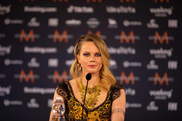 Eurovision Song Contest 2022 Sterenn Diridollou of AHEZ band Alvan & Ahez (Fulenn) France during the Eurovision Song Contest 2022, artists press conference, on 05 May 2022, at Pala Alpitour in Turin, Italy. Turin Italy Copyright: xNderimxKacelix originalFilename: livemedia-eurovisi220505_npW5P