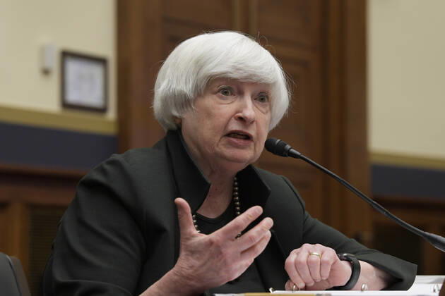 May 12, 2022, Washington, DC, United States: Secretary of the Treasury Janet Yellen testifies before the House Financial Services Full Committee during a hearing about The Annual Report of the Financial Stability Oversight Council at Rayburn HOB Capitol Hill in Washington DC, USA. Washington United States - ZUMAs197 20220512_zaa_s197_161 Copyright: xLeninxNollyx