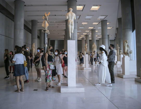 Tourists and locals visit the Acropolis Museum in Athens during International Museum Day Tourists and locals visit the Acropolis Museum in Athens and enjoy free entrance as part of the celebrations on International Museum Day. Athens Greece Copyright: DimitrisxAspiotis