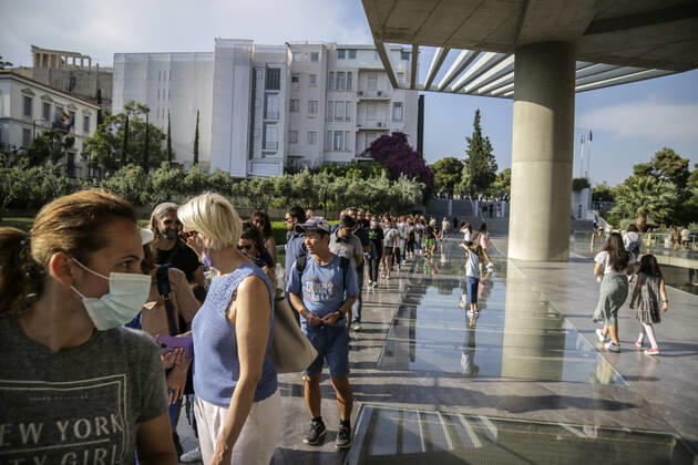 Tourists and locals visit the Acropolis Museum in Athens during International Museum Day Long queues can be seen at the entrance, as tourists and locals visit the Acropolis Museum in Athens and enjoy free entrance as part of the celebrations on International Museum Day. Athens Greece Copyright: DimitrisxAspiotis