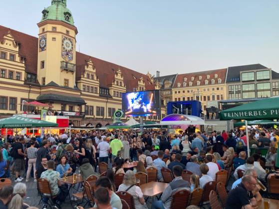 Leipzig, 04 06 2022 Leipzig city festival with live program and music on the market in front of the Old Town Hall Saxony Germany