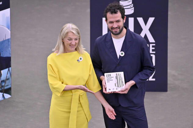 Evelyn Regner and Jonas Poher Rasmussen with the 2nd place award for the film Flee at the Lux Audience Award 2022 ceremony in the Plenary Hall of the European Parliament Strasbourg, 08 06 2022. Foto:xD.xAnoraganingrumx xFuturexImage
