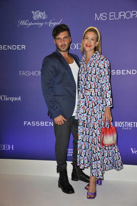Wolke Hegenbarth with partner Oliver Vaid Fashion2Night on the MS EUROPA 2 ship Hamburg 10 June 2022