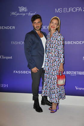 Wolke Hegenbarth with partner Oliver Vaid Fashion2Night on the MS EUROPA 2 ship Hamburg 10 June 2022