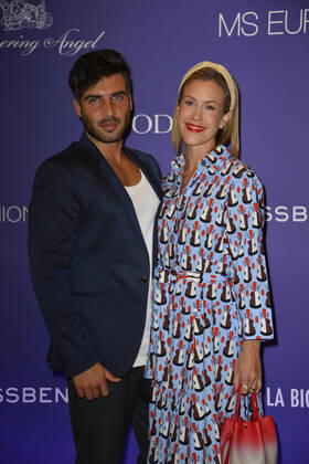 Wolke Hegenbarth with partner Oliver Vaid Fashion2Night on the MS EUROPA 2 ship Hamburg 10 June 2022