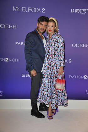 Wolke Hegenbarth with partner Oliver Vaid Fashion2Night on the MS EUROPA 2 ship Hamburg 10 June 2022