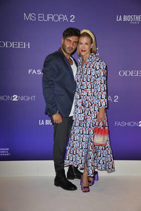 Wolke Hegenbarth with partner Oliver Vaid Fashion2Night on the MS EUROPA 2 ship Hamburg 10 June 2022