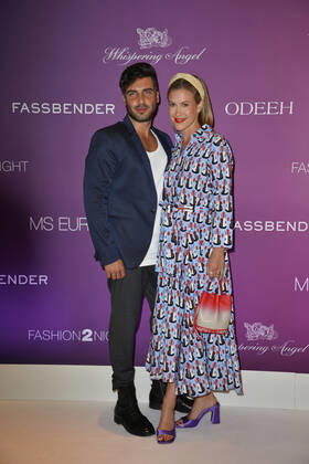 Wolke Hegenbarth with partner Oliver Vaid Fashion2Night on the MS EUROPA 2 ship Hamburg 10 June 2022