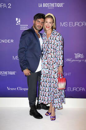 Wolke Hegenbarth with partner Oliver Vaid at Fashion2Night with fashion shows by Odeeh and Fassbender with their Cruise Collections individually designed for MS Europa 2 on MS Europa 2 Hamburg, 10 06 2022 Foto:xF.xKernx xFuturexImage