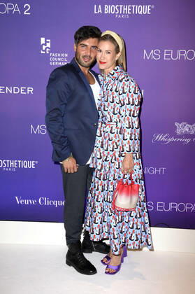 Wolke Hegenbarth with partner Oliver Vaid at Fashion2Night with fashion shows by Odeeh and Fassbender with their Cruise Collections individually designed for MS Europa 2 on MS Europa 2 Hamburg, 10 06 2022 Foto:xF.xKernx xFuturexImage