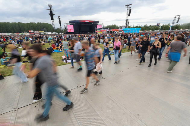 Illustration picture shows festival goers at the 20th edition of the TW Classic music festival in Werchter, Saturday 25 June 2022.  VIRGINIExLEFOUR 36634401