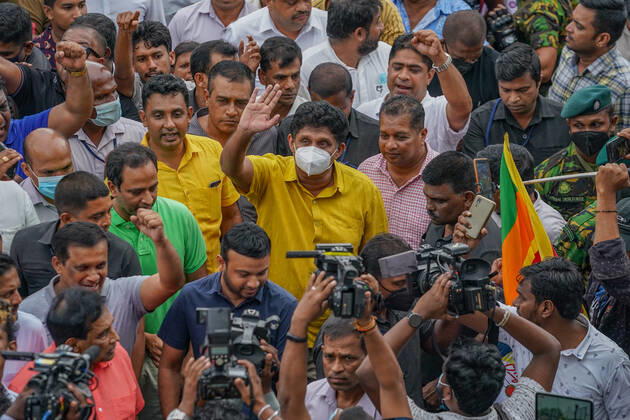 Opposition Protests Demanding The Resignation Of President Gotabhaya Rajapaksa Opposition Leader Sajith Premadasa waving to the people during the protest held by the opposition demanding the resignation of President Gotabaya Rajapaksa. June 30, 2022 Colombo, Sri Lanka Colombo Sri Lanka  Copyright: xThilinaxKaluthotagex originalFilename: kaluthotage-notitle220630_npw6S