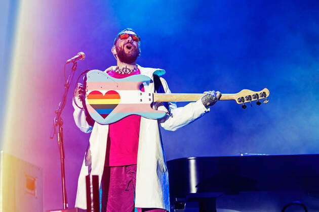 July 8, 2022, Madrid, Spain: Ben McKee of Imagine Dragons performs on stage at MadCool in Ifema, Madrid. Madrid Spain - ZUMAs197 20220708_zaa_s197_056 Copyright: xValeriaxMagrix