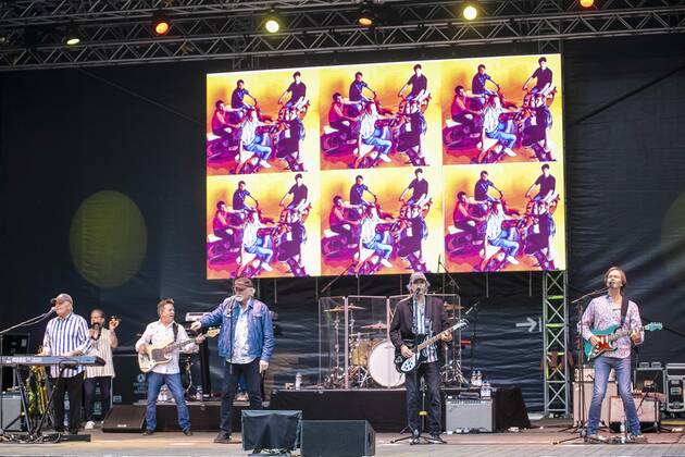 The Beach Boys Sixty Years of the Sound of Summer with the last remaining founding member Mike Love born 15 March 1941 in Los Angeles, California as Michael Edward Love live during an open air performance at the Freilichtbühne Junge Garde Dresden