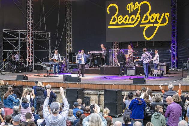 The Beach Boys Sixty Years of the Sound of Summer with the last remaining founding member Mike Love born 15 March 1941 in Los Angeles, California as Michael Edward Love live during an open air performance at the Freilichtbühne Junge Garde Dresden