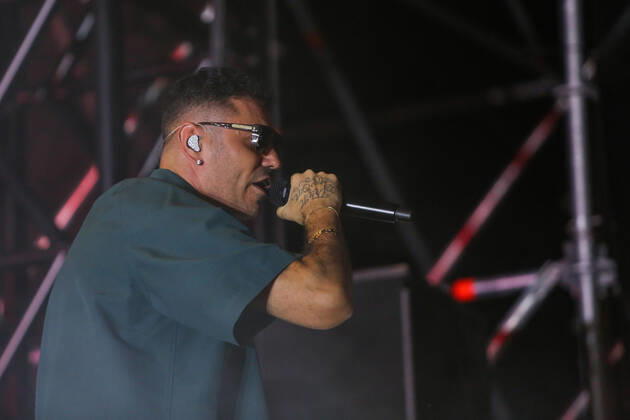 Italian rapper Marracash (Fabio Bartolo Rizzo) in concert on the stage for the Zoo Music Fest in Pescara. during Marracash - Summer Tour, Italian singer Music Concert in Pescara, Italy, August 07 2022  Copyright: xDavidexDixLallax xipa-agency.netx xLivexMediax