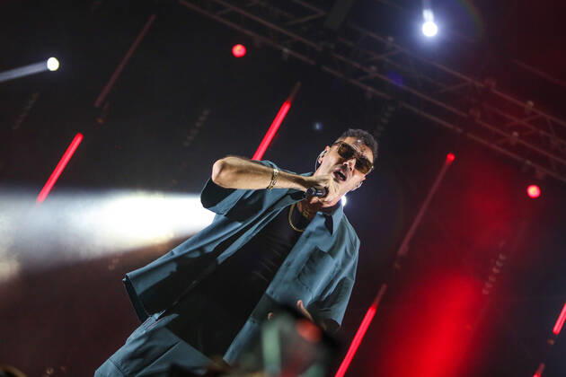 Italian rapper Marracash (Fabio Bartolo Rizzo) in concert on the stage for the Zoo Music Fest in Pescara. during Marracash - Summer Tour, Italian singer Music Concert in Pescara, Italy, August 07 2022  Copyright: xDavidexDixLallax xipa-agency.netx xLivexMediax