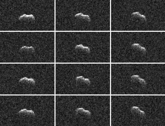On March 21, 2021, the large asteroid 2001 FO32 made a close approach with our planet, passing at a distance of about 1.25 million miles (2 million kilometers) or 5 1 4 times the distance from Earth to the Moon. While there was no risk of the near-Earth asteroid colliding with Earth as its orbit is very well known, scientists at NASA s Jet Propulsion Laboratory in Southern California took the opportunity to capture these radar images of the asteroid as it tumbled past. Using NASA s 34-meter (111.5-feet) Deep Space Station 13 (DSS-13) radio antenna at the Deep Space Network s Goldstone Deep Space Communication Complex near Barstow, California, radio signals were transmitted to 2001 FO32. The signals then bounced off the surface of the as Copyright: xpiemagsx piemagsspace-171807 !ACHTUNG AUFNAHMEDATUM GESCHÄTZT!