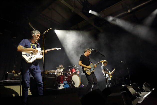Rick McPhail, Arne Zank, Dirk von Lowtzow and Jan Müller, f l , of the band Tocotronic at a concert at the Columbiahalle in Berlin, 20 August 2022 Tocotronic concert Berlin