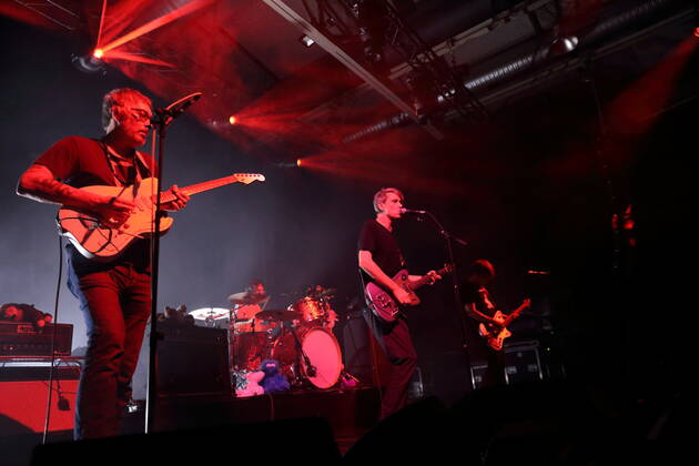 Rick McPhail, Arne Zank, Dirk von Lowtzow and Jan Müller, f l , of the band Tocotronic at a concert at the Columbiahalle in Berlin, 20 August 2022 Tocotronic concert Berlin